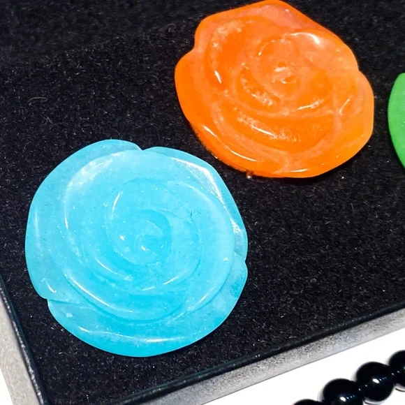 HSN Onyx Stretch Bracelet with Interchangeable 4-in-1 Magnetic Carved Roses - Picture 11 of 14